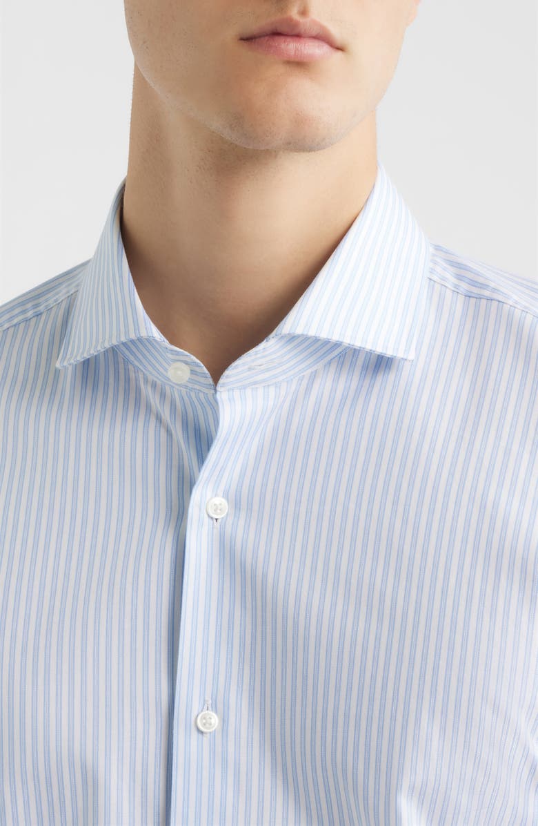 BOSS Hank Slim Fit Stripe Stretch Cotton Dress Shirt, Alternate, color, Light/ Pastel Blue