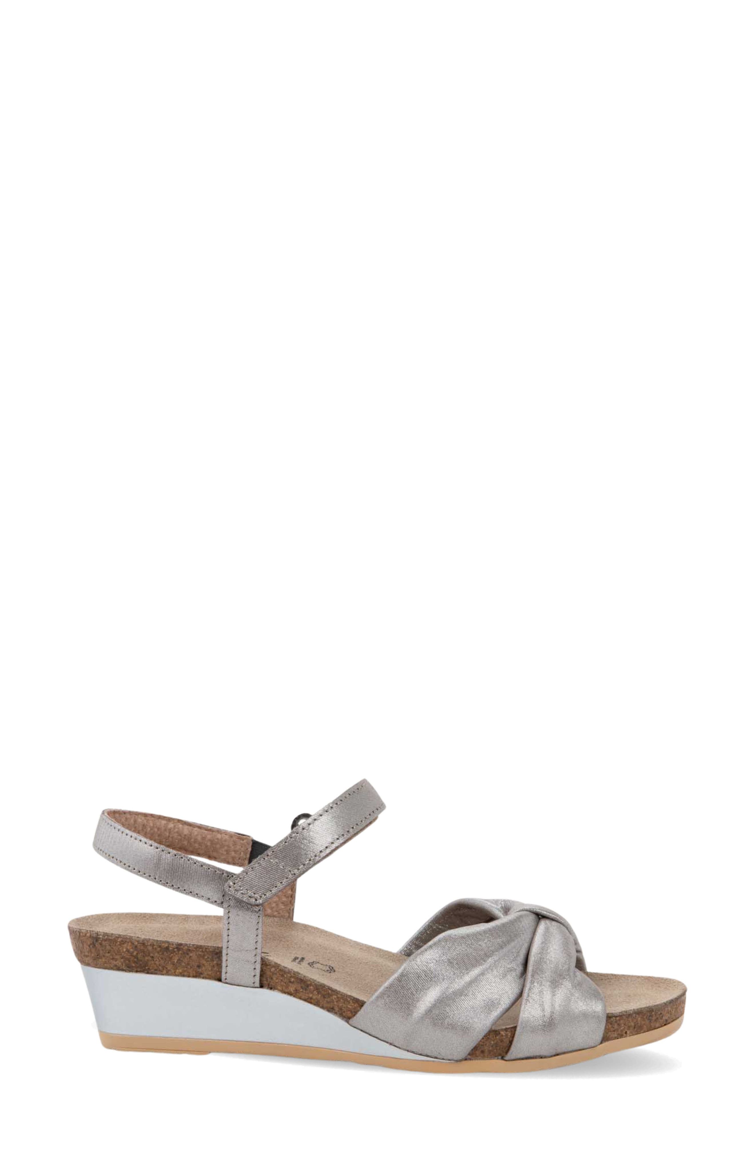 Madame Ankle Strap Platform Wedge Sandal, Alternate, color, SILVER THREADS