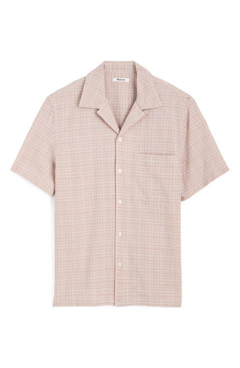Puckered Cotton Seersucker Button-Up Shirt