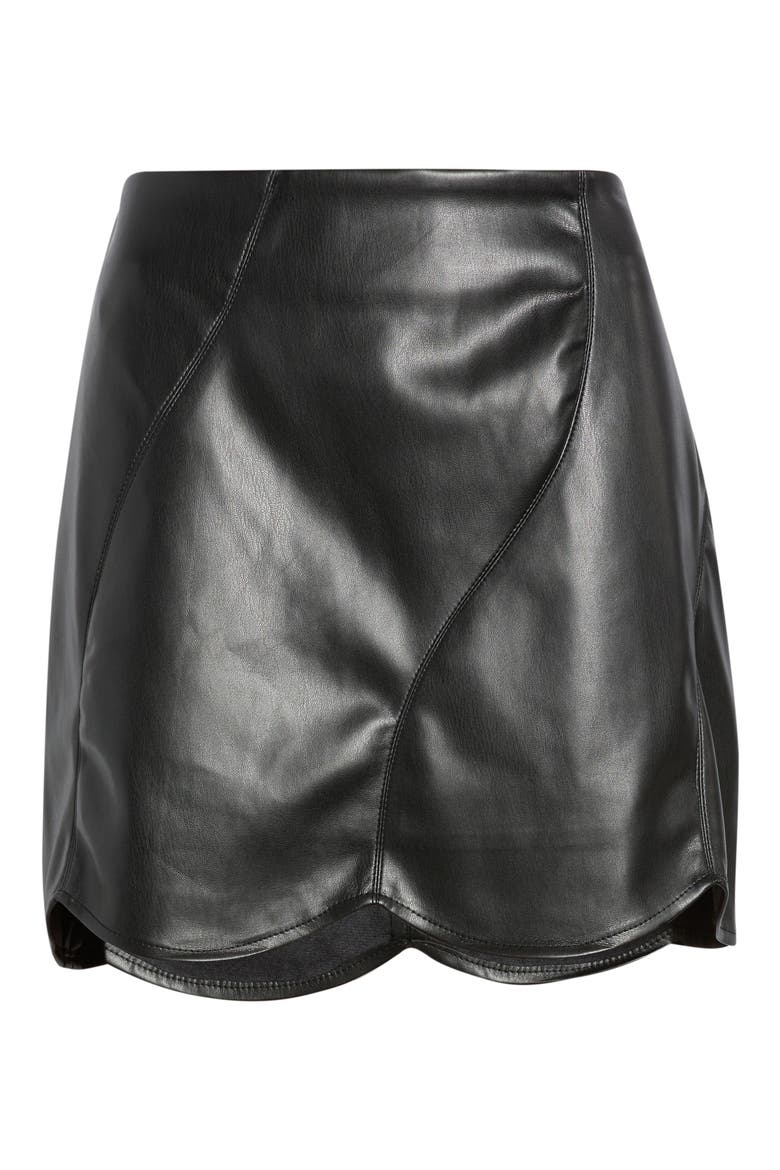 Aerosmith Faux Leather Miniskirt, Alternate, color, BLACK