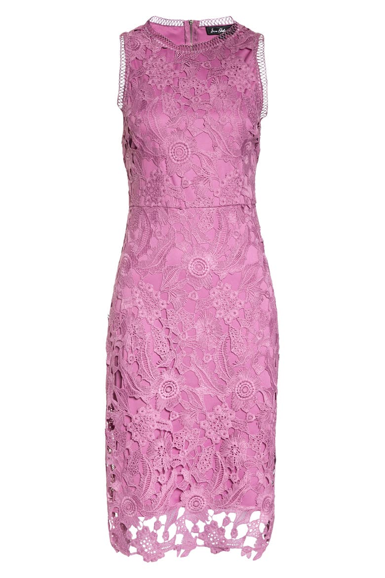 Lace Sheath Dress, Alternate, color, MULBERRY