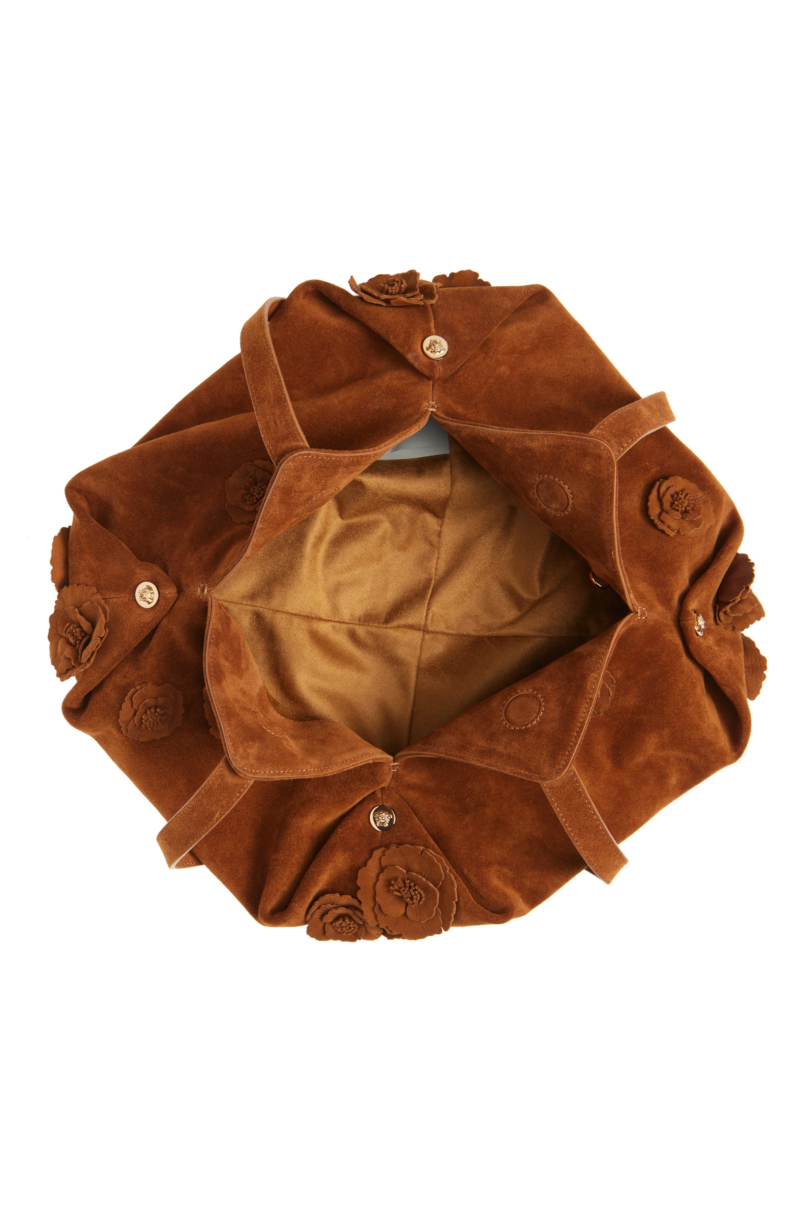 Versace Medusa 95 Rosette Suede Hobo Bag, Alternate, color, 