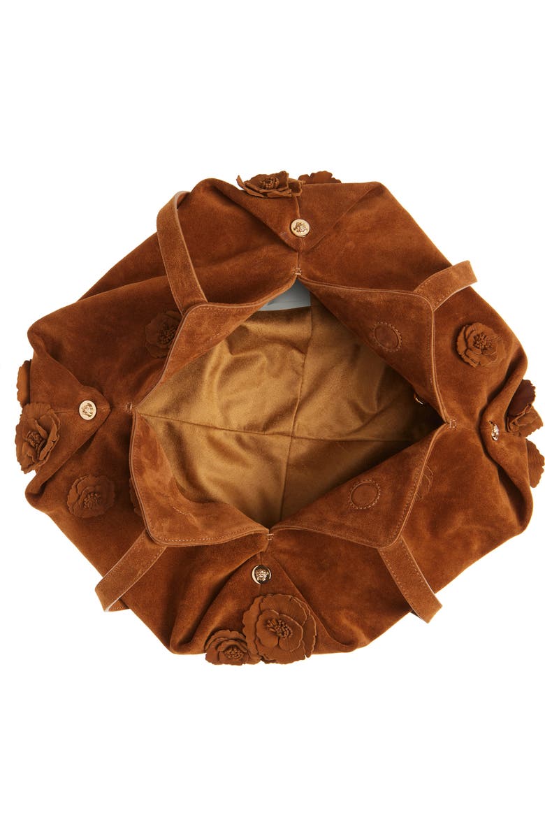 Versace Medusa 95 Rosette Suede Hobo Bag, Alternate, color,