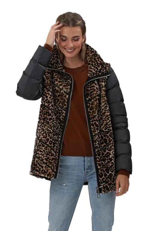 Gorski Shearling Lamb Chevron Jacket With Detachable Horizontal Quilted Sleeves In Animal Print