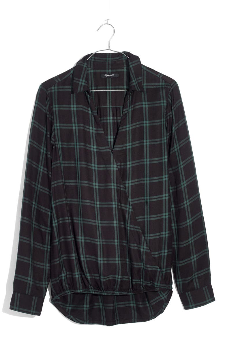 Madewell Plaid Faux Wrap Shirt, Alternate, color, 