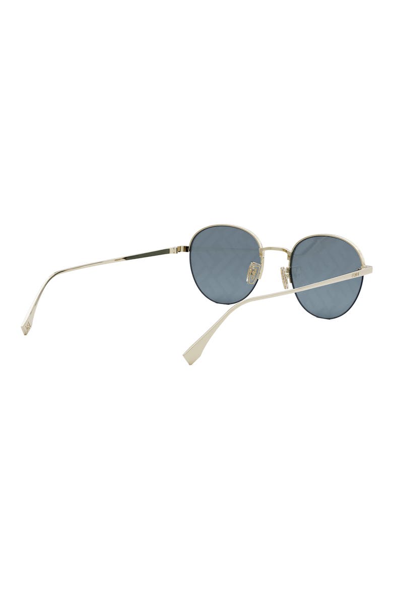 'Fendi Travel 52mm Mirrored Round Sunglasses, Alternate, color, GOLD / BLUE MIRROR