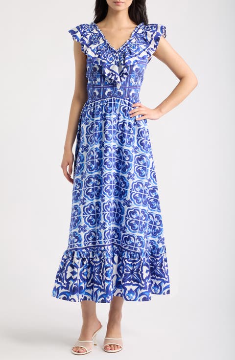 Alessandra Tile Print Maxi Dress