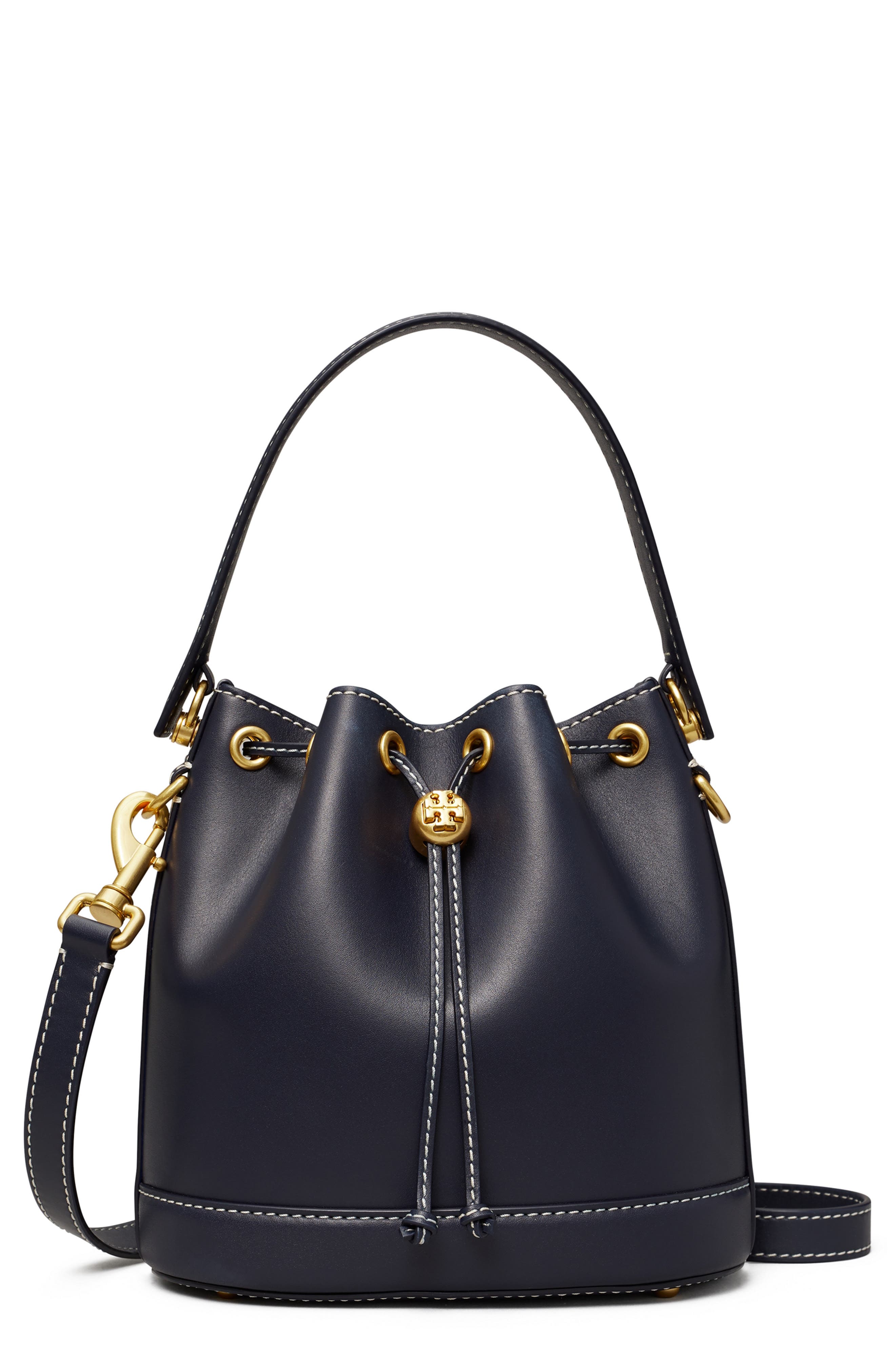 Leather Bucket Bag, Main, color, MIDNIGHT