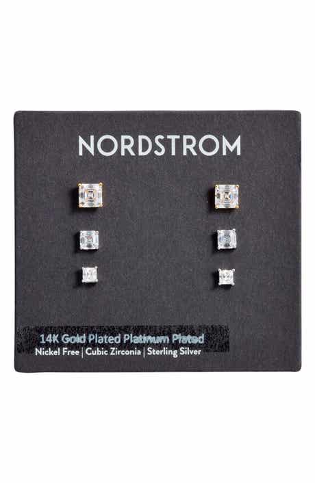 Nordstrom 3-Pack Cubic Zirconia Square Stud Earrings