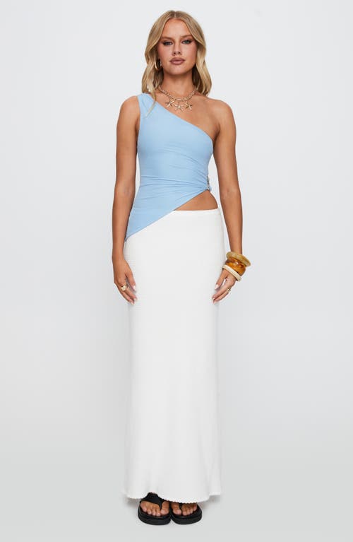 Princess Polly Machiatto One-shoulder Asymmetric Jersey Top In Blue