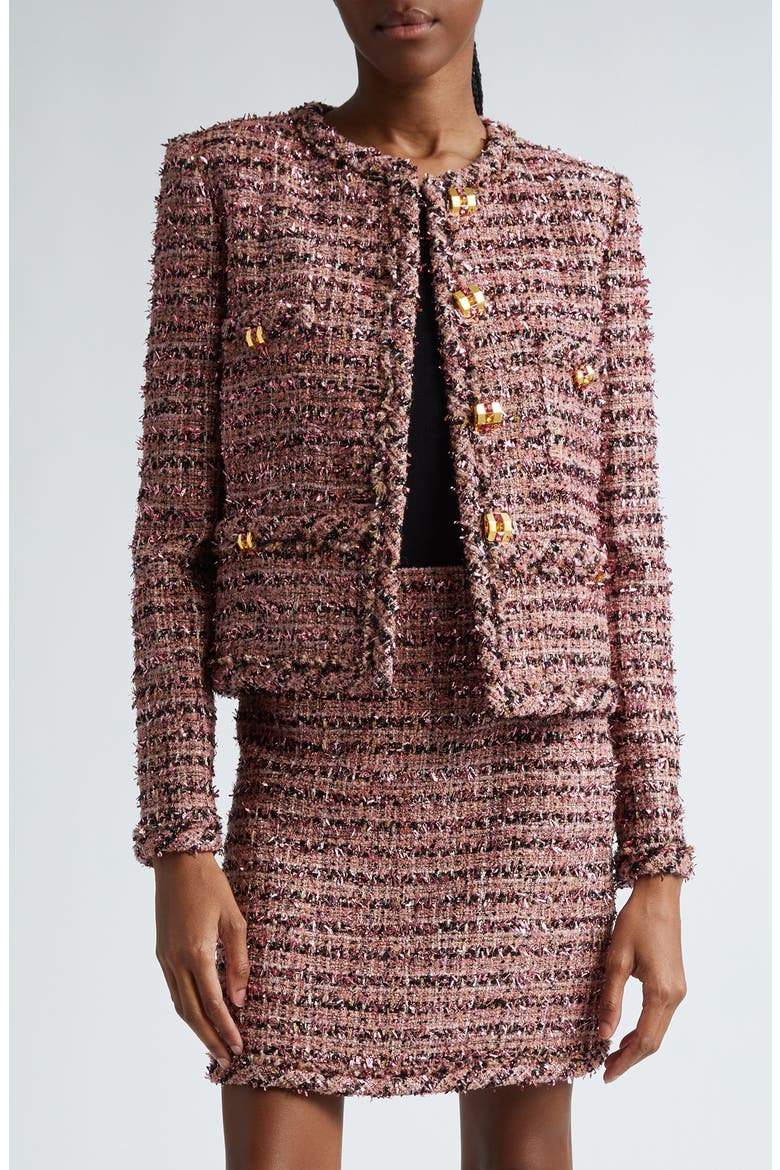 Metallic Eyelash Tweed Jacket, Main, color, NPPM NAPA PINK MULTI
