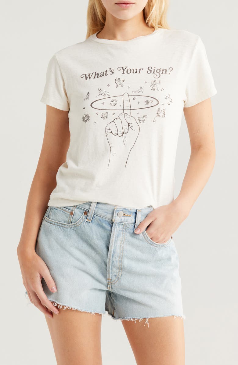 Re/Done What's Your Sign Club Cotton Graphic T-Shirt, Main, color, Vintage White