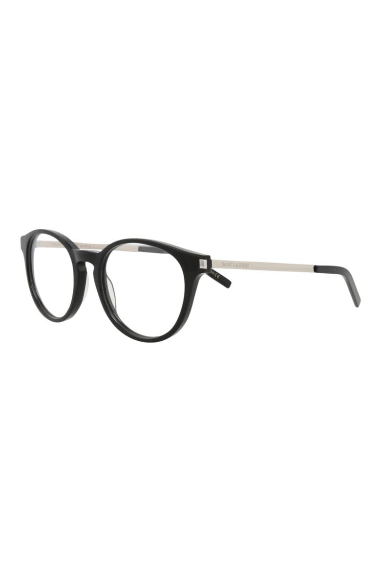 49mm Round Optical Glasses, Alternate, color, BLACK SILVER TRANSPARENT