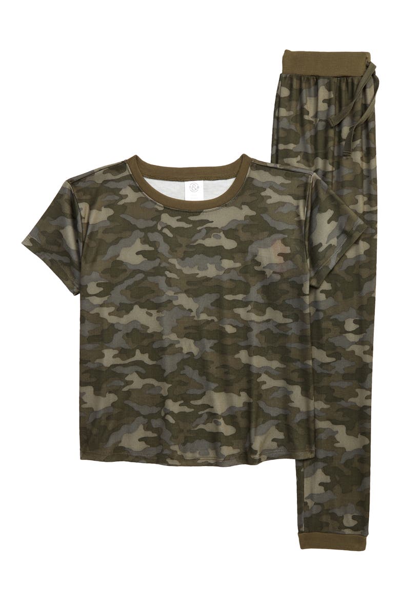 Kids' Print Two-Piece Jogger Pajamas, Main, color, OLIVE SARMA CAMO