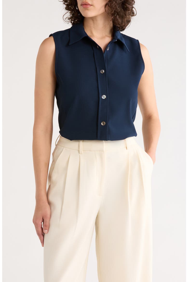 Sleeveless Buttoned Top, Main, color, NAVY