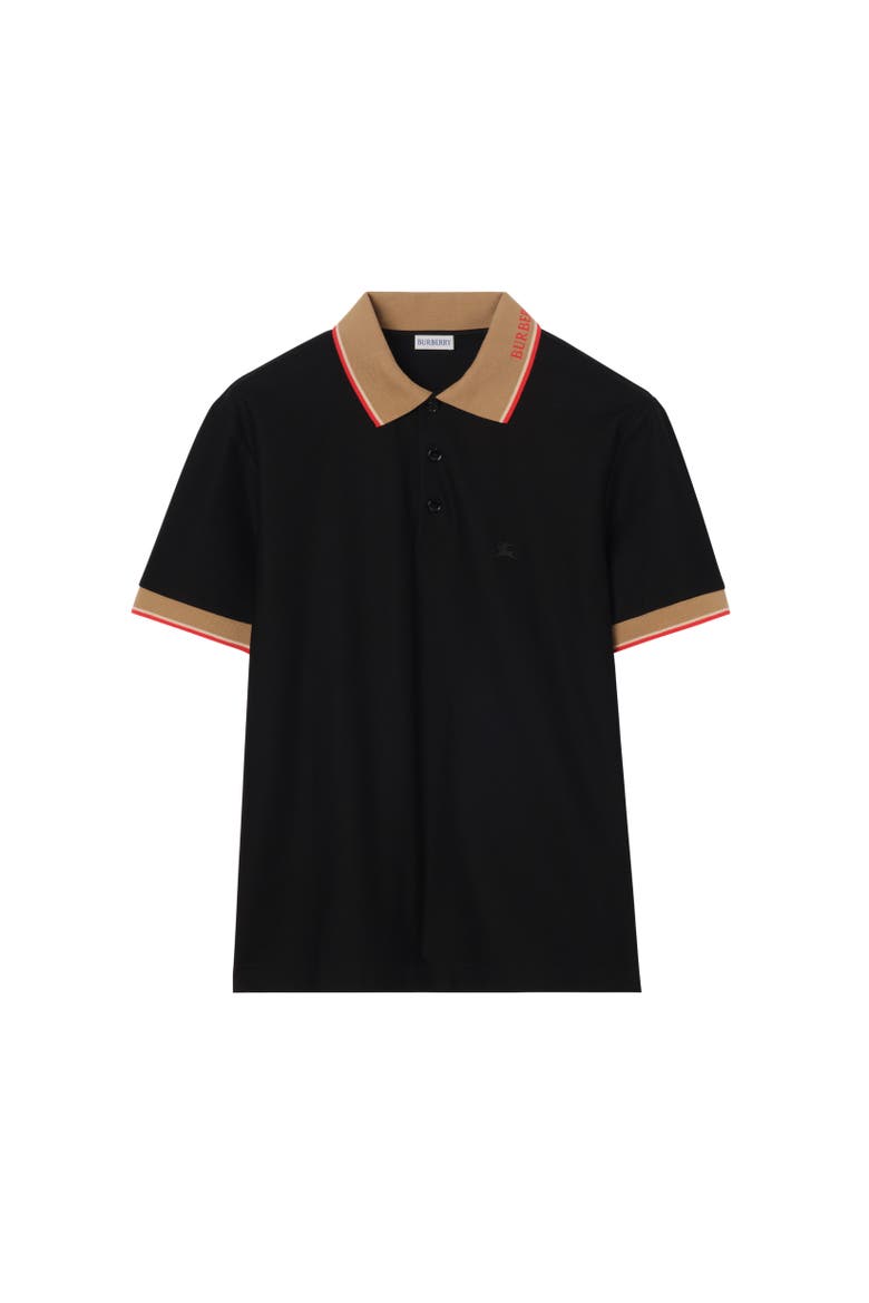 Logo Collar Cotton Polo Shirt, Alternate, color, Black