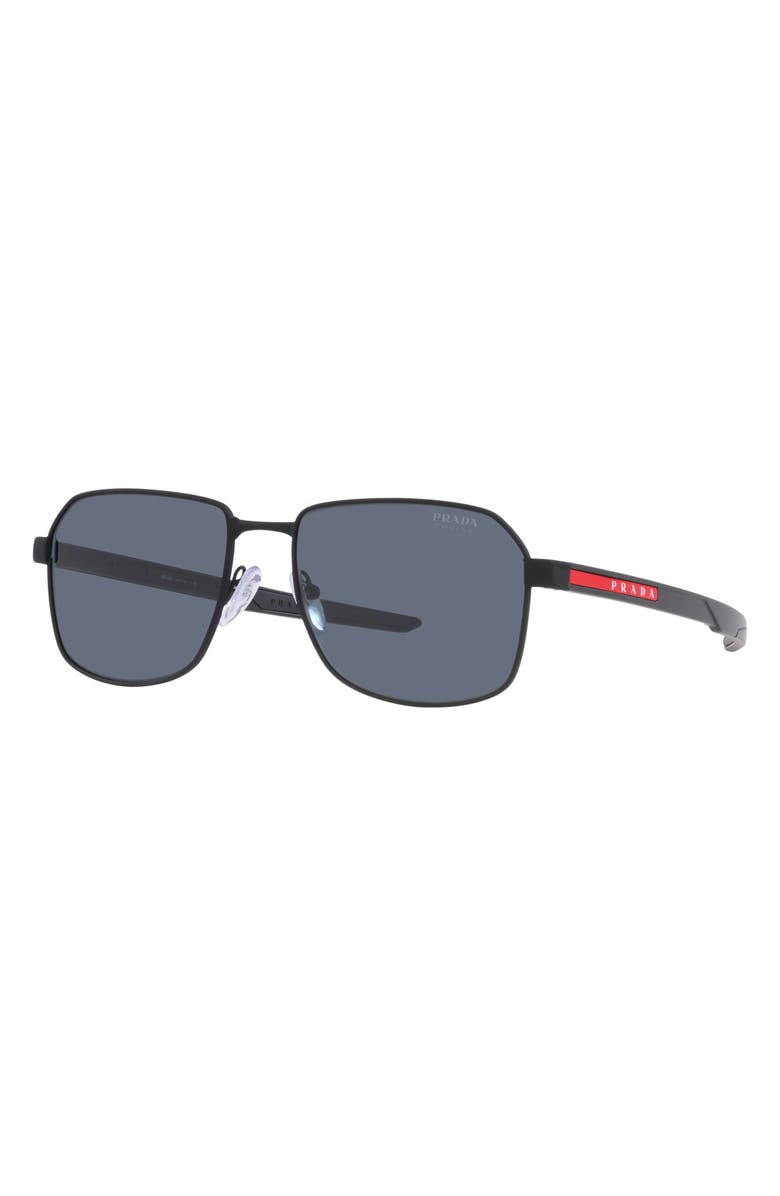 Prada Linea Rossa 57mm Rectangular Sunglasses, Alternate, color, 