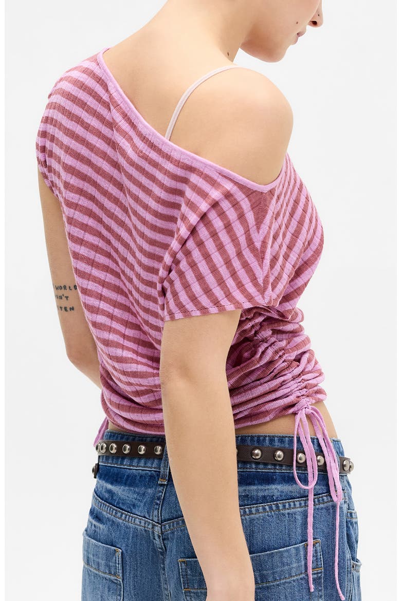 Bailey Striped Ruched Top, Alternate, color, PINK STRIPE
