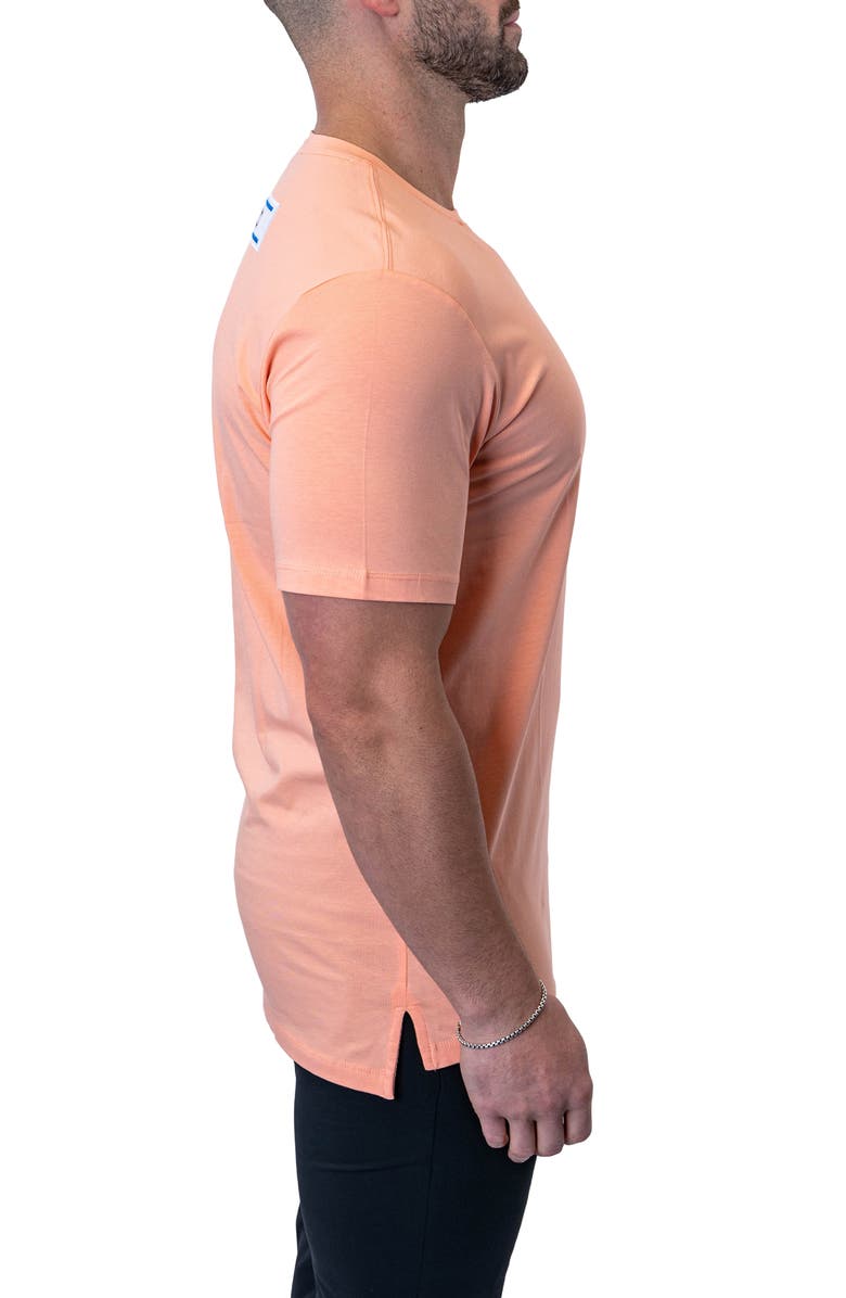 Maceoo Baron Peachpink Logo Patch Stretch Cotton T-Shirt, Alternate, color, Pink