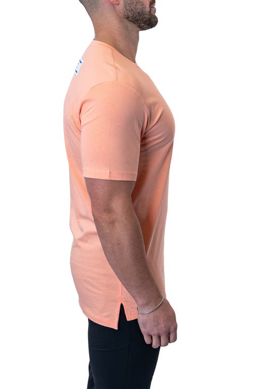 Maceoo Baron Peachpink Logo Patch Stretch Cotton T-shirt In Orange