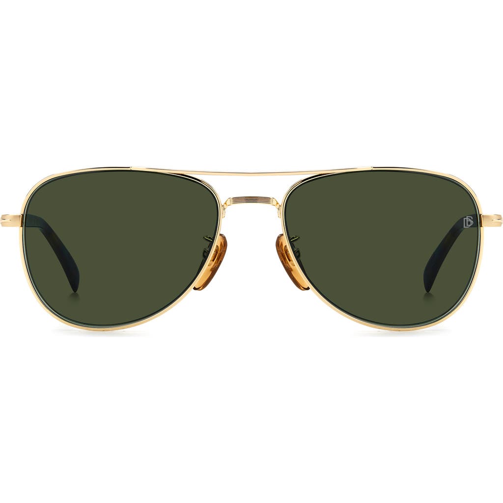 David Beckham Eyewear 56mm Pilot Sunglasses In Gold Havana/green