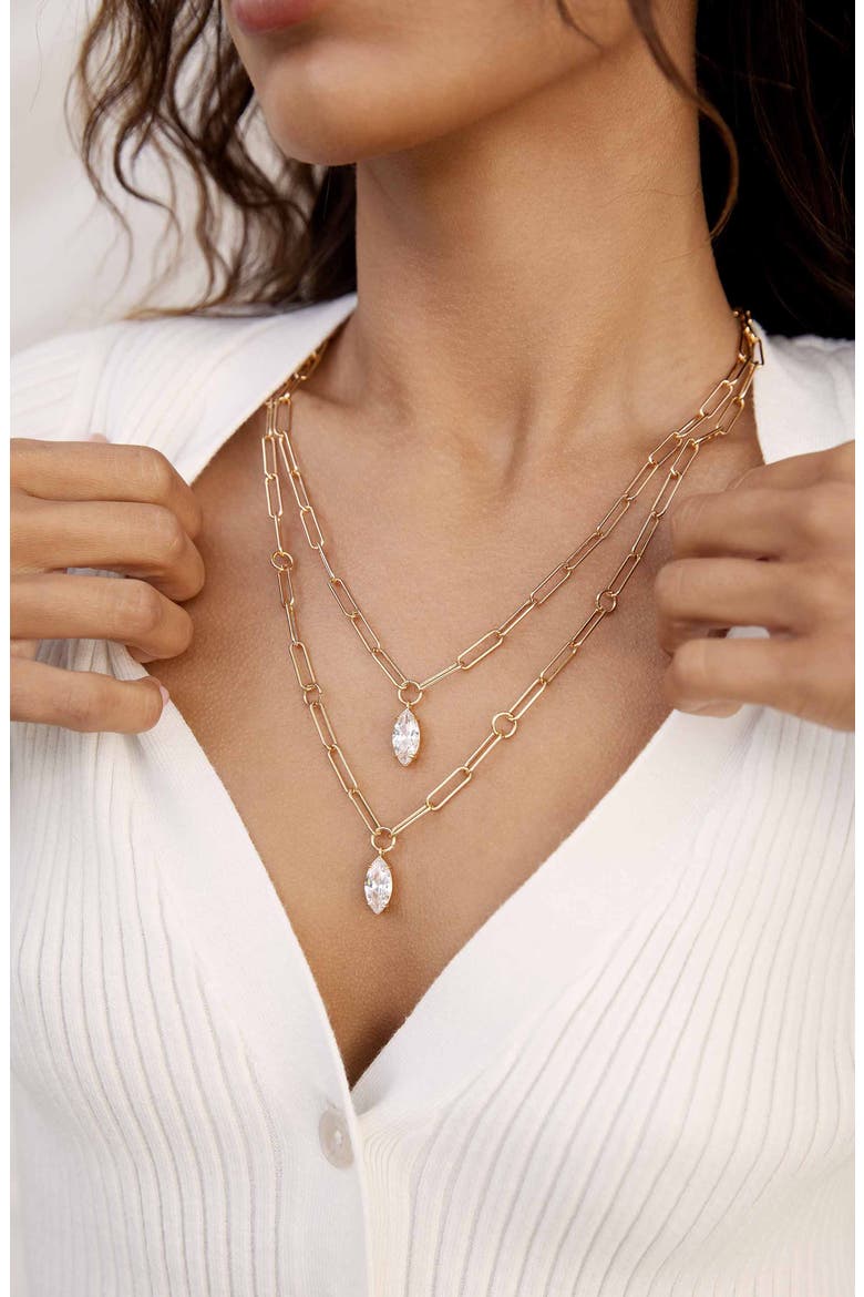 Layered Paperclip Link Pendant Necklace, Alternate, color, GOLD