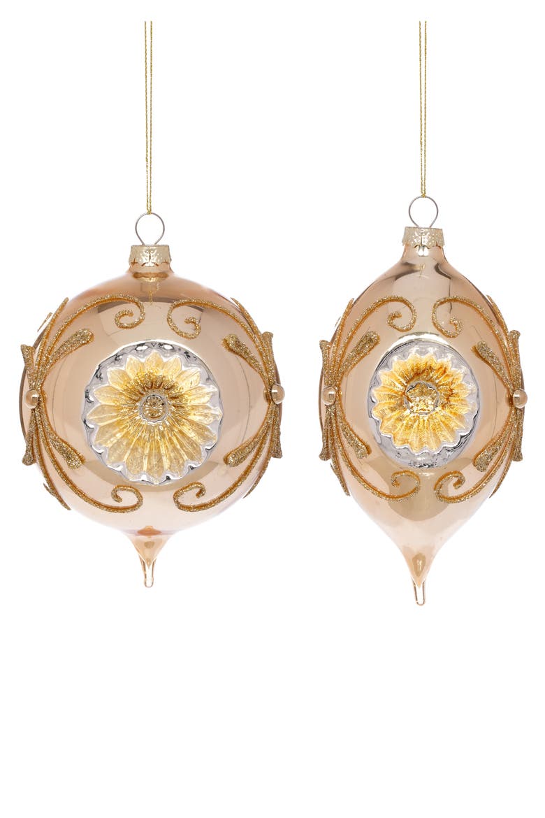 Scrolled Reflector Ornament, Box of 6, Main, color, Gold