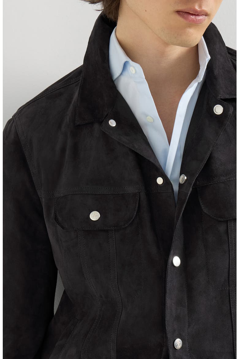 Suede four-pocket jacket, Alternate, color, Navy Blue