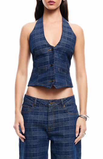 LIONESS Renewal Crop Denim Halter Top