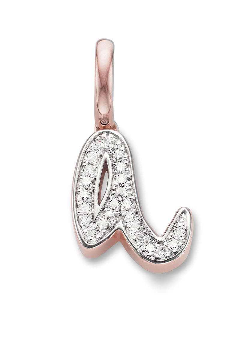 Diamond Initial Pendant Charm (Nordstrom Exclusive), Main, color, Rose Gold/ Diamond- A