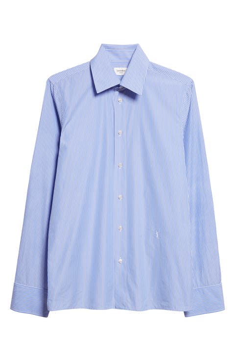 Stripe Cotton Poplin Button-Up Shirt