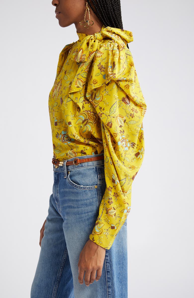 Ulla Johnson Brea Floral Tie Neck Silk Blouse, Alternate, color,