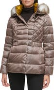 Kenneth Cole New York Core Mixed Puffer Jacket with Faux Fur Trim
