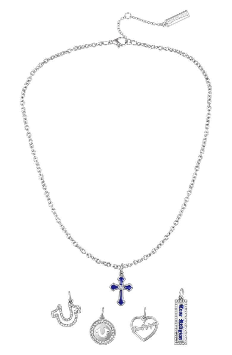 True Religion Interchangeable Charm Necklace Set, Alternate, color, Silver Tone