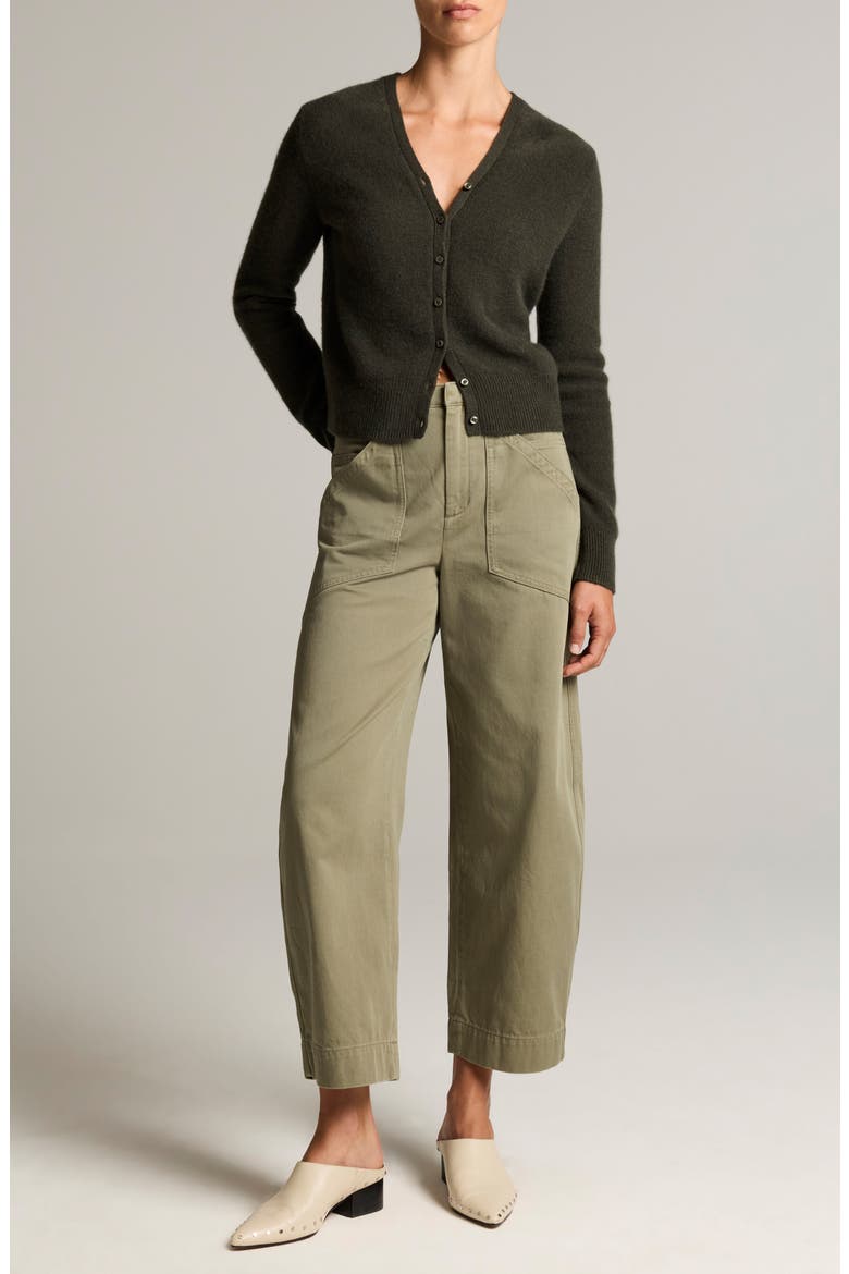 Boiled Cashmere V-Neck Cardigan, Alternate, color, DARK MOSS