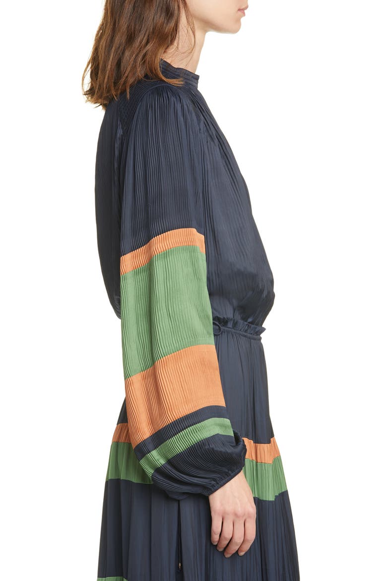 Rosa Stripe Sleeve Blouse, Alternate, color, MIDNIGHT