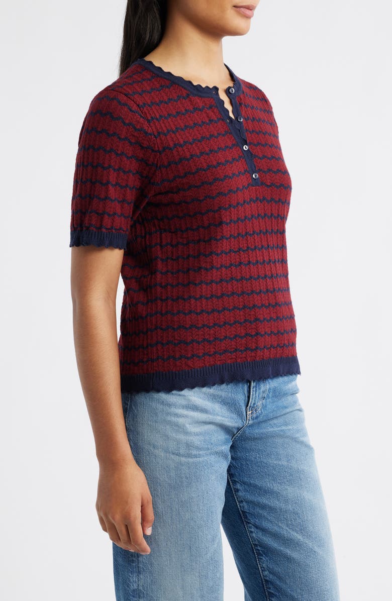 Wit & Wisdom Stripe Knit Top, Alternate, color, Fired Brick/ Navy