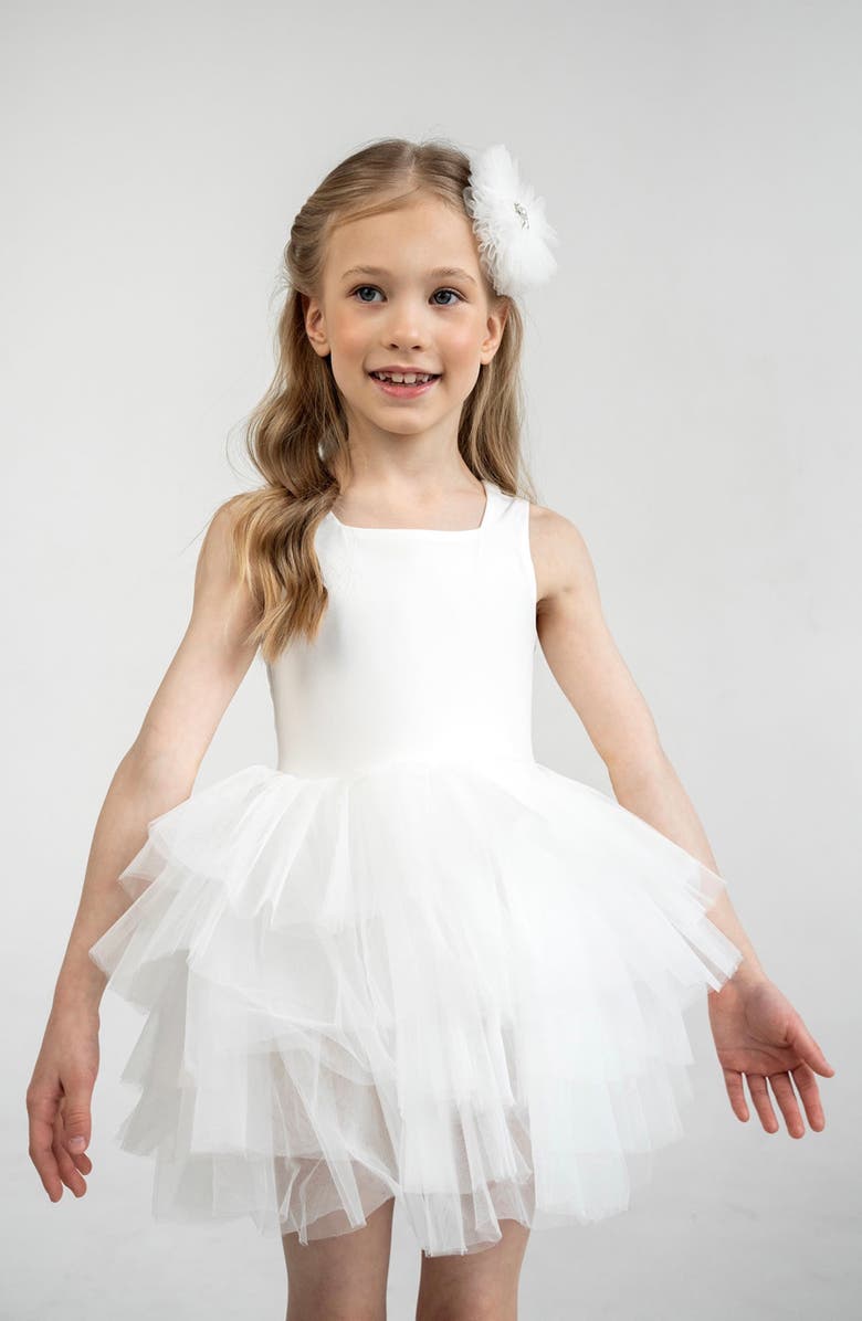 Mini Celebrities Lily Sleeveless Fluffy Tutu Dress, Alternate, color, White Lily