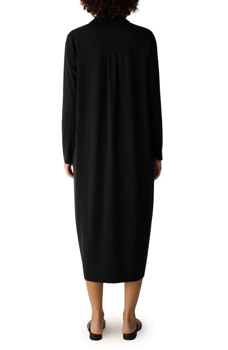 Eileen Fisher Long Sleeve Oval Jersey Shirtdress, Alternate, color, Black