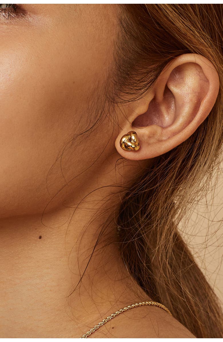 Oradina 14K Gold Forget Me Knot Stud Earrings, Alternate, color, Tricolor Gold