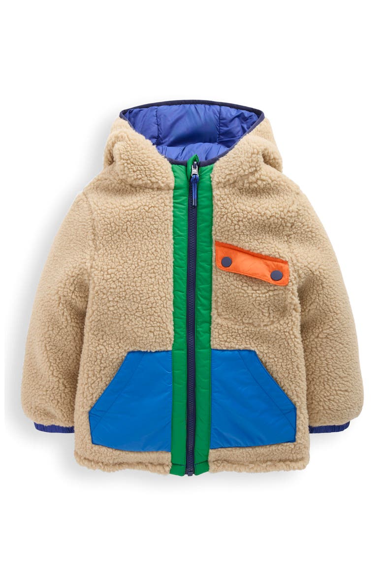 Kids' Reversible Cozy Hooded Jacket, Main, color, BEIGE/ MAZARINE BLUE