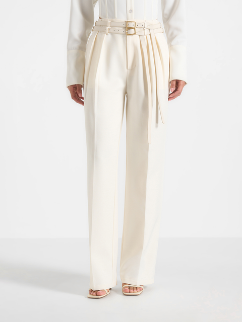 Pascale Wide Leg Trousers With Double Belt