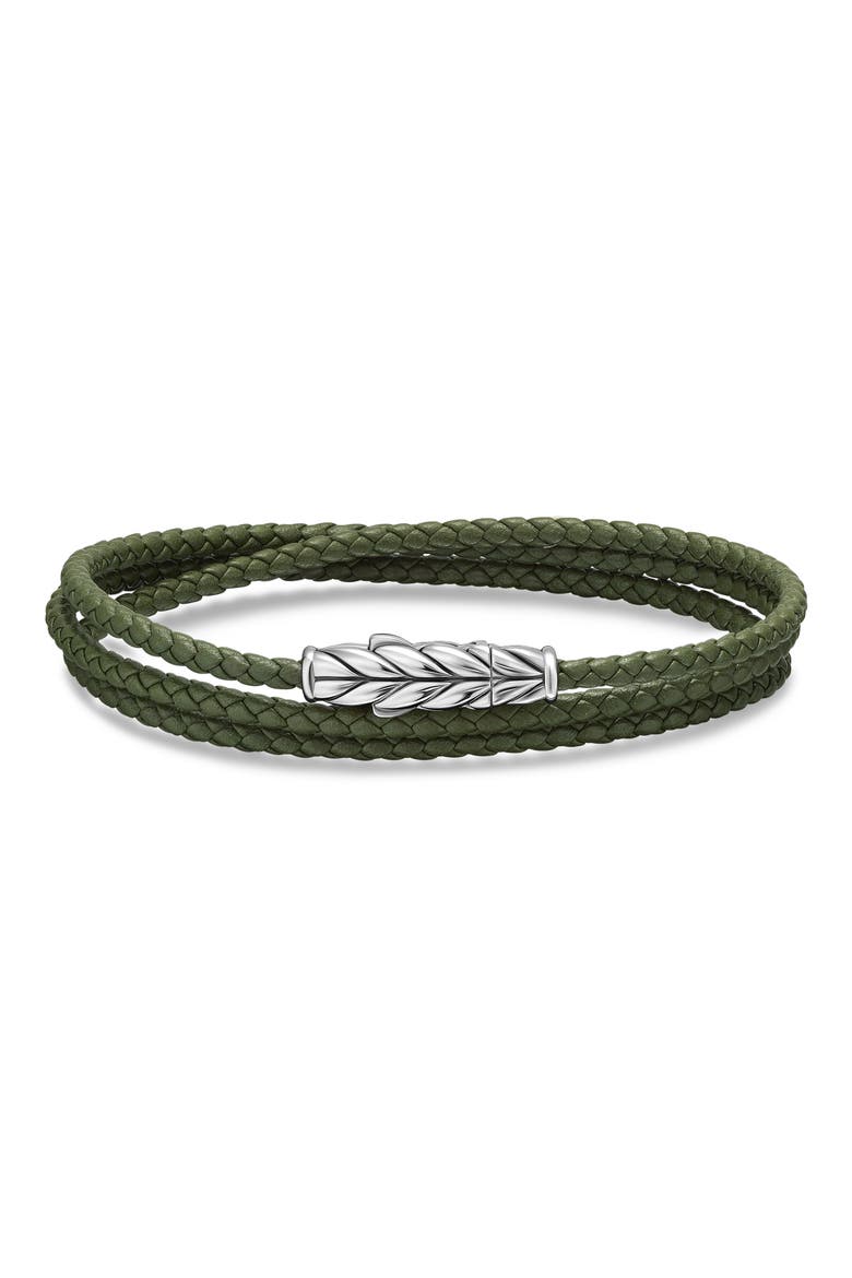 Men's Triple Wrap Chevron Bracelet, Main, color, GREEN/ SILVER