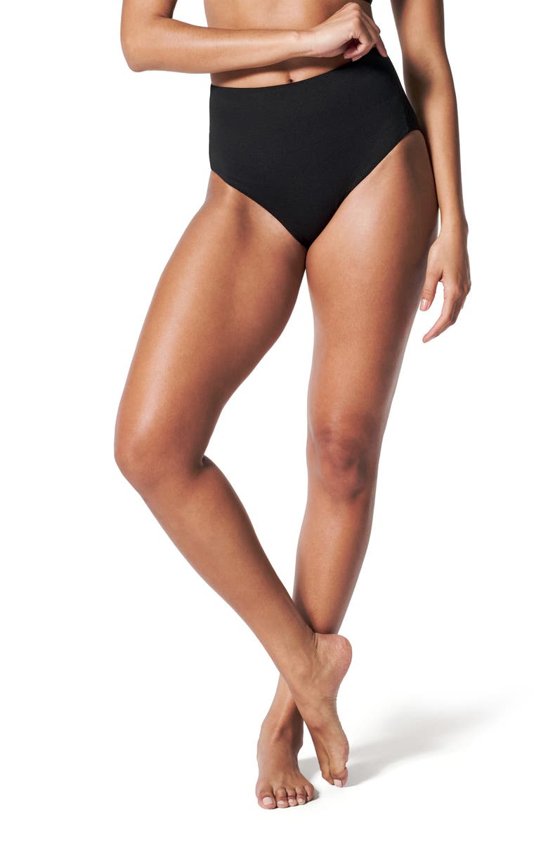 SPANX<sup>®</sup> Piqué High Waist Shaping Bikini Bottoms, Main, color,