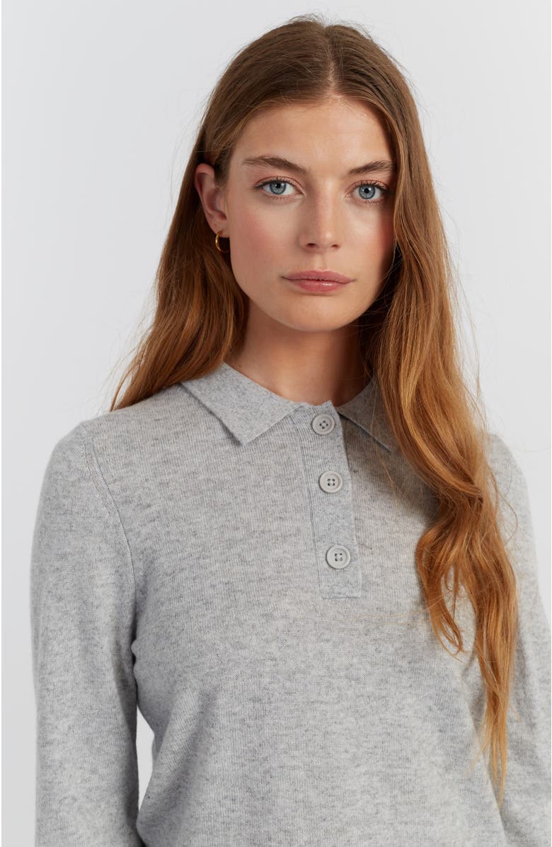 Chinti & Parker Wool-Cashmere Knit Polo Sweater, Alternate, color, Light Grey