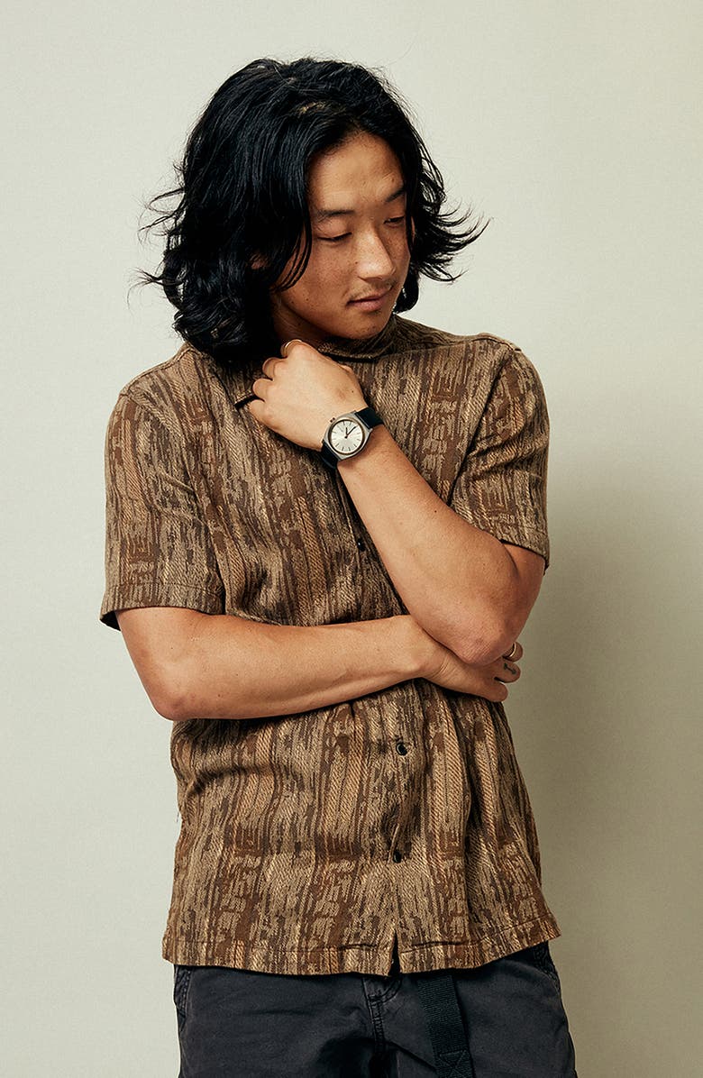 Nixon The Sentry Nylon Strap Watch, 42mm, Alternate, color, Silver / Lt Brown / Asphalt