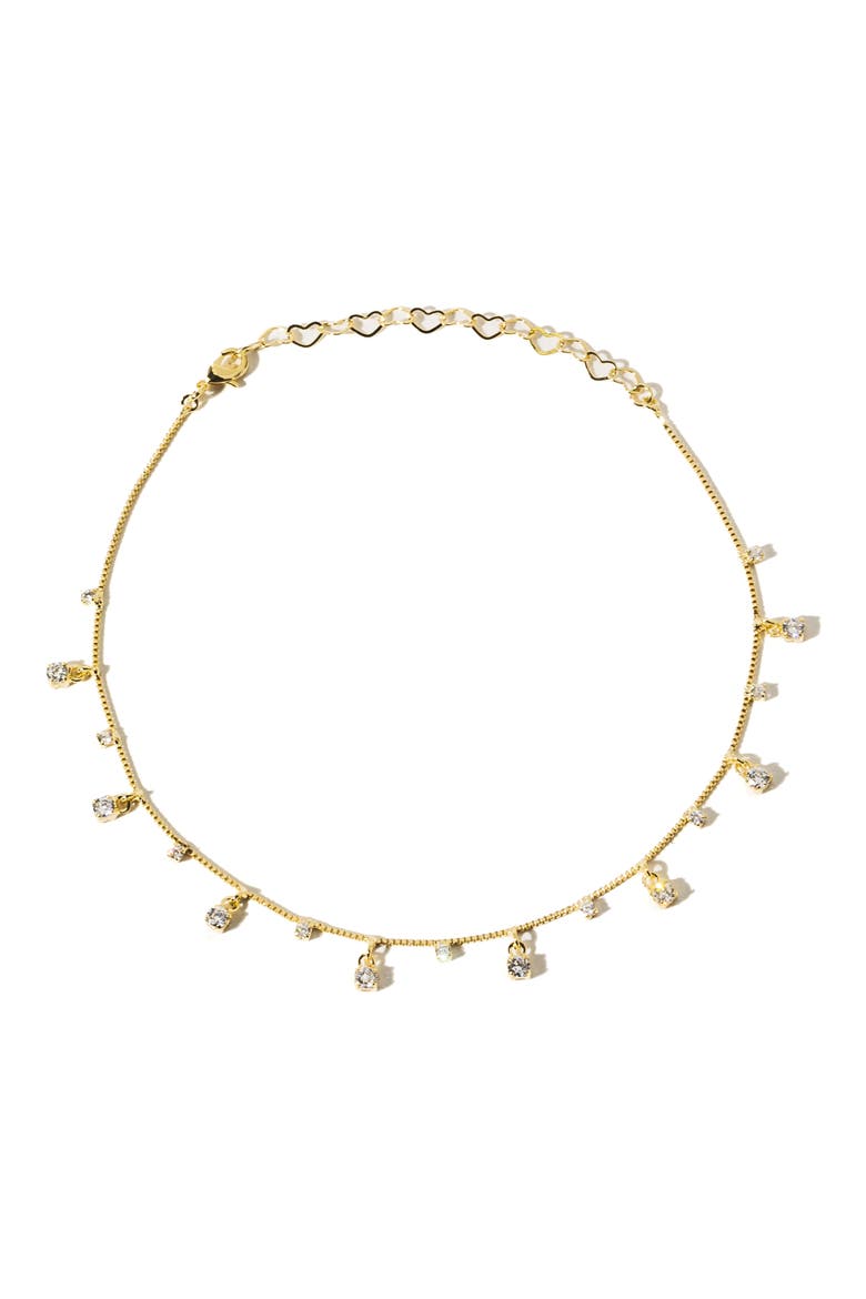 Miami Rhinestone Anklet, Main, color, GOLD