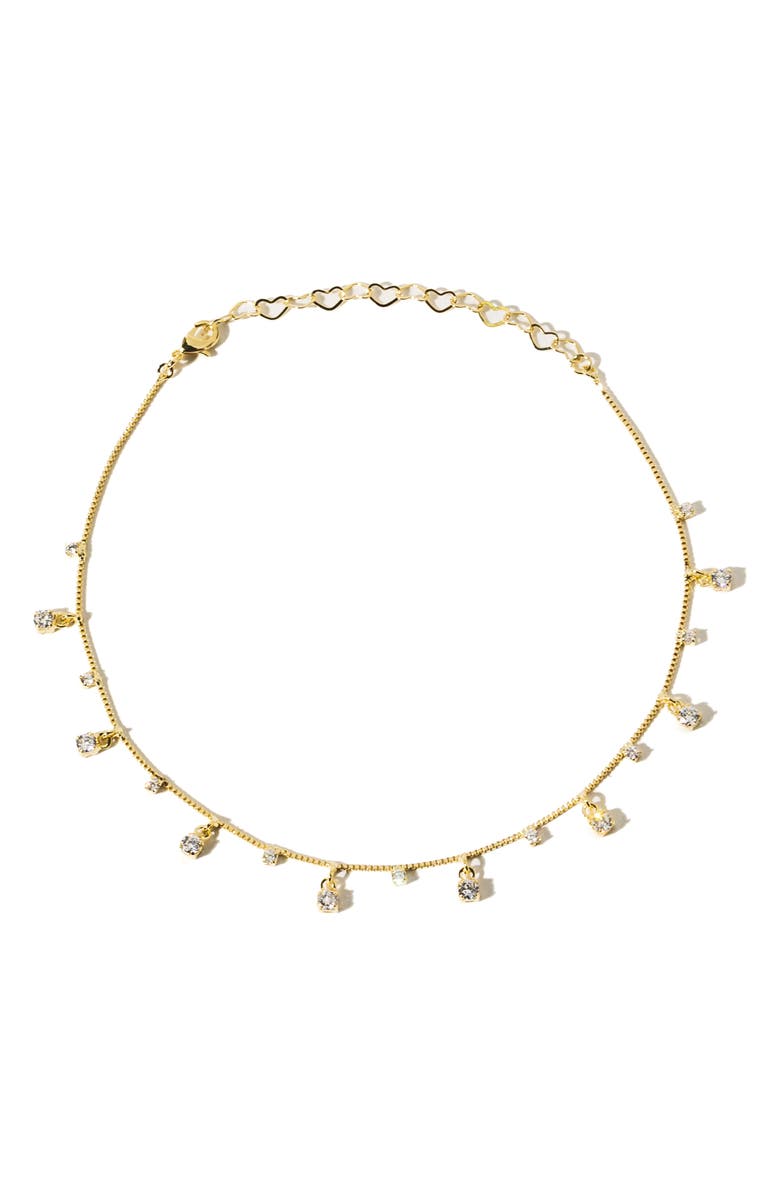 Child of Wild Miami Rhinestone Anklet, Main, color, Gold