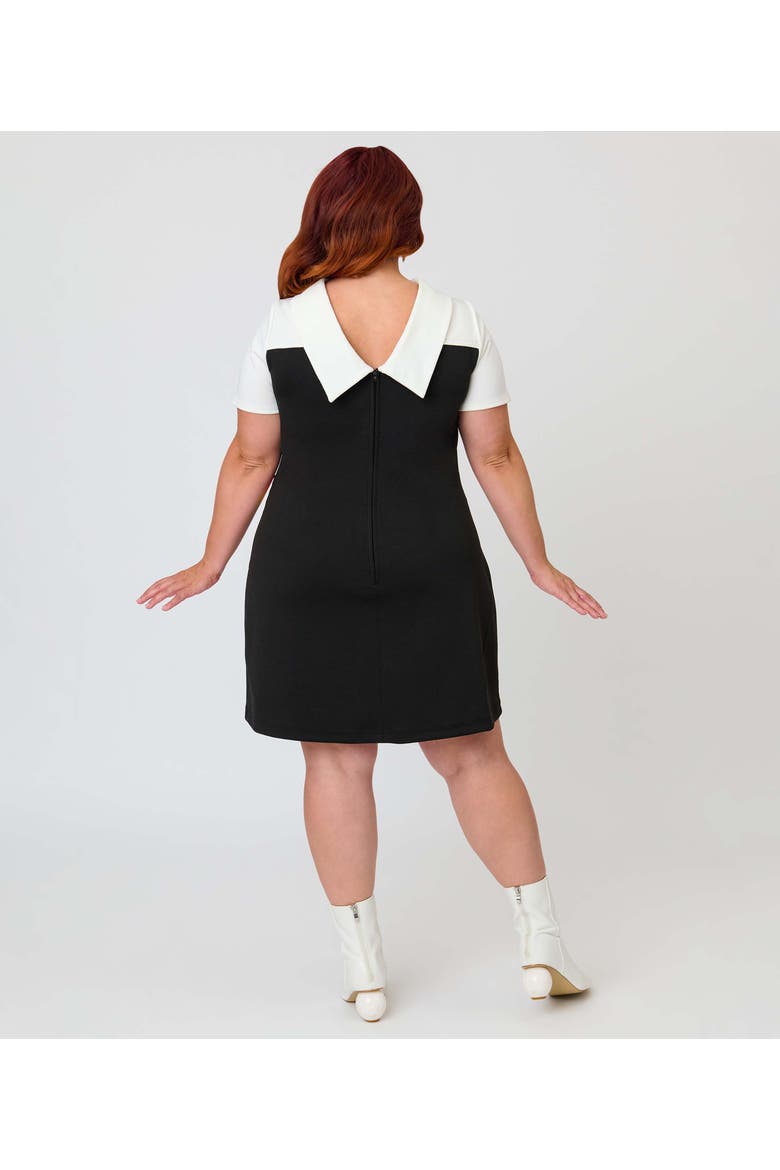 Plus Size Mock Neck Patch Pocket Shift Dress, Alternate, color, Black w/Rainbow Pocket