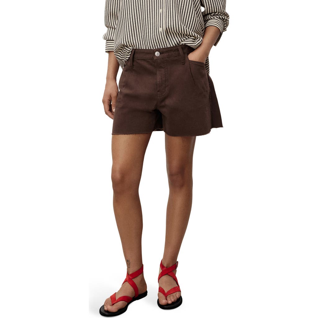 Mango Frayed Hem Denim Shorts In Brown